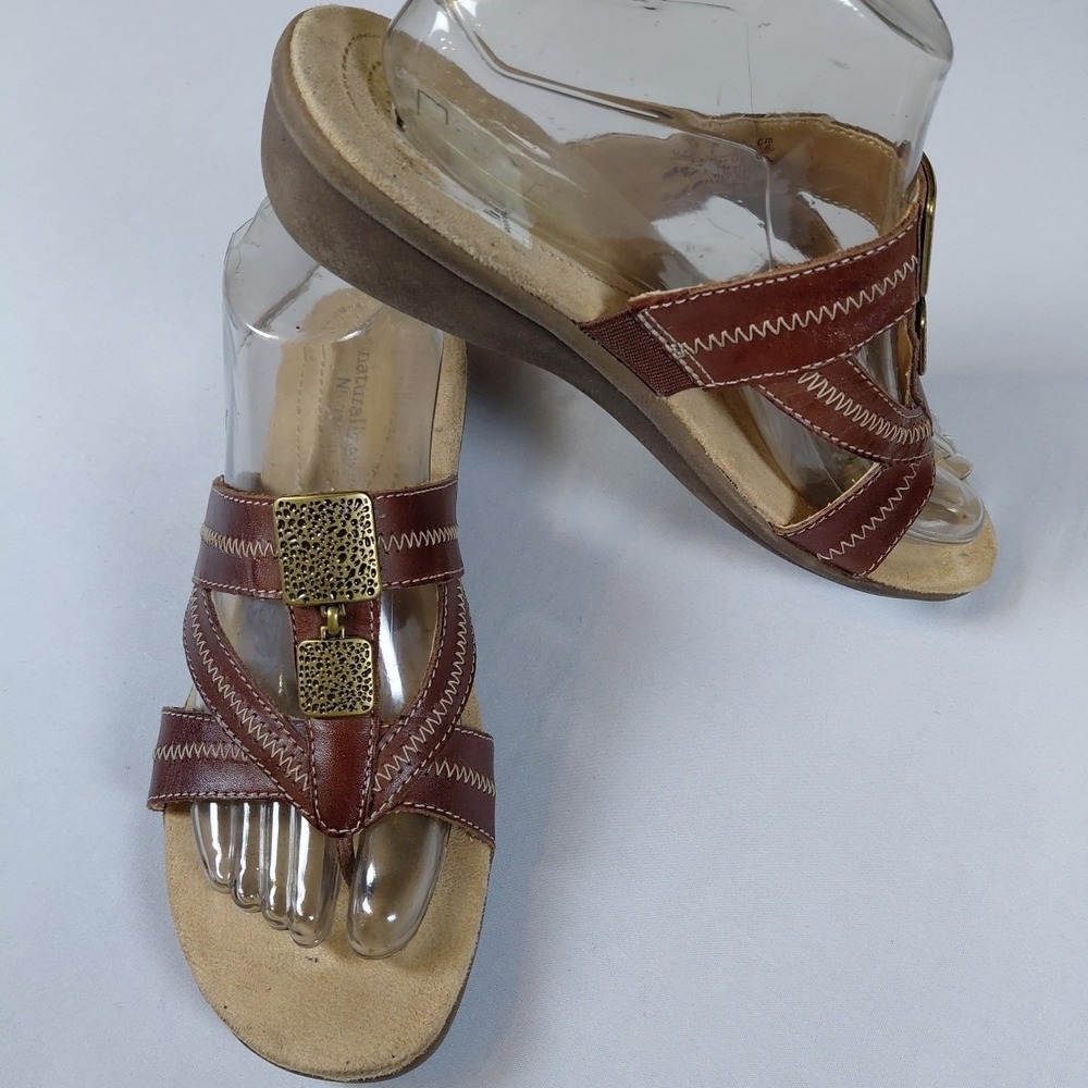 Naturalizer N5 Comfort Waylon Slides Sandals Thong Brown US 8M UK 6 EU 39